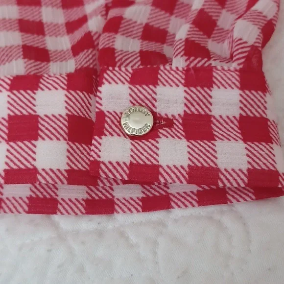 Tommy Hilfiger red and white gingum blouse/top.Large EUC - Picture 4 of 8